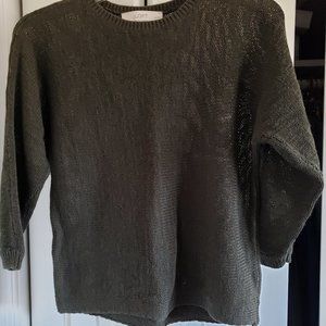 LOFT Green Olive Dolman Sleeve Knit Sweater XSP
